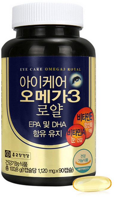 종근당건강 혈행개선 눈건강 항산화 3중복합기능 비타민E 아이케어 오메가3 로얄 실속형, 90회분, 1개