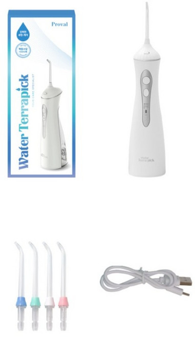 [치과공식납품] 닥터대니 워터테라픽 구강세정기 무선 휴대용 가정 치아 치간 물치실 세척기 세정기 잇몸 케어 관리, 화이트, 워터테라픽 2개