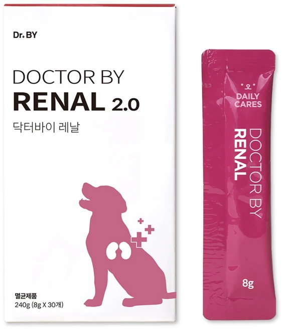 닥터바이 레날 강아지 신장 영양제 배뇨 요로 방광 건강 도움, 1세트, 30회분 - 쿠팡
