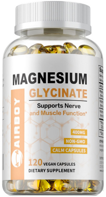 비타민 D3 & B6 함유 마그네슘 글리시네이트 400mg 소프트젤 삼키기 쉬운 작은 젤 캡슐 높은 흡수율 위장에 순함 수면 근육 및 진정 뼈 건강에 도움, 1개, 60정