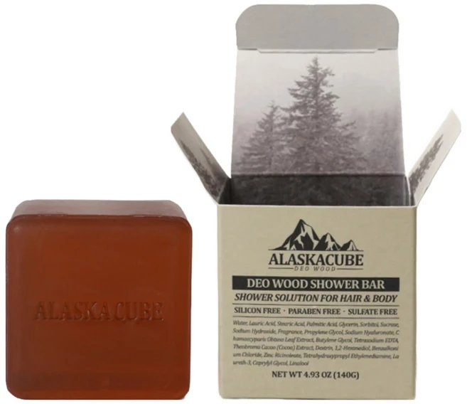 알래스카큐브 데오우드 퍼퓸 샤워바 데오드란트 비누, 3개입, 140g - 쿠팡
