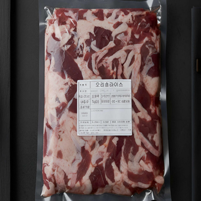 냉장 생오리 슬라이스 1kg 2개 국내산 신선한 (냉장) 생오리고기 로스 HACCP 당일손질 오리고기 오리슬라이스