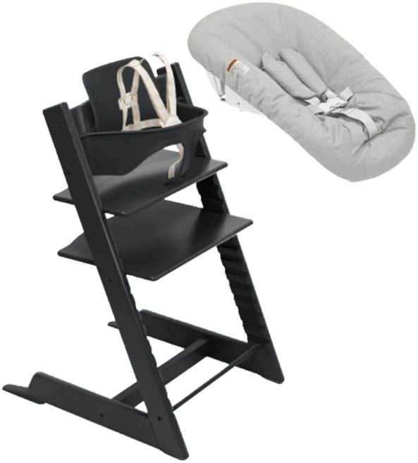스토케 트립트랩 하이체어2 베이비세트 뉴본세트, 블랙