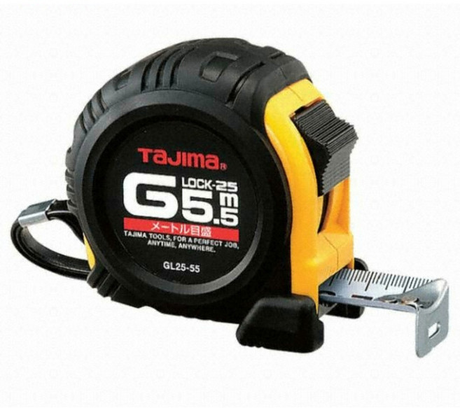 [EVENT] 타지마 TAJIMA 타이어줄자 GL25-55BL 5.5M양면줄자 고무그립 락기능, 1개