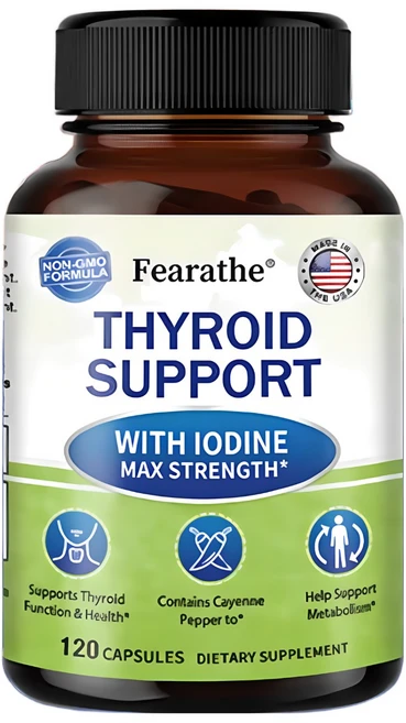 요오드가 함유된 갑상선 지원 보충제 - 신진대사를 촉진하는 에너지 및 집중 포뮬러 - 비건 및 비GMO - 비타민 B12 복합체 아연 셀레늄 아슈와간다 구리 파프리카 등, 1박스, 60정 - 쿠팡
