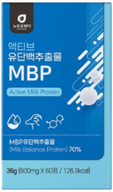 액티브 유단백추출물 MBP 600mg x 60정 산양유단백분말 락토페린농축물 어린콜라겐 밀크칼슘 균형있는 단백질, 1개