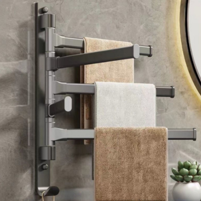 가려거든 공간최대활용 회전식 무타공 수건걸이, 1개, 5단 그레이