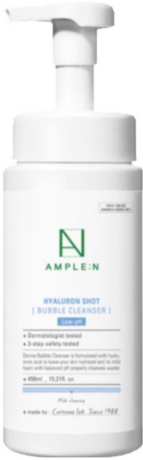 [초미세먼지 제거!] 코리아나 앰플엔 히알루론샷 버블클렌저 450ml+히알루론샷 라이트 수분 앰플 10ml+히알루론샷 마스크팩 1매, 1개, 450ml