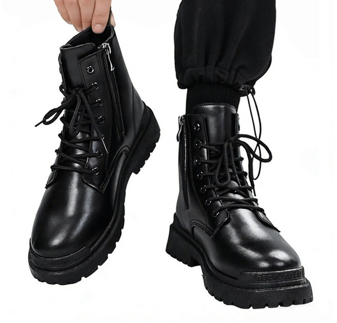차쿠 남성 하이 워커 지퍼 카고부츠 군화 전술 캐주얼 작업화 신발