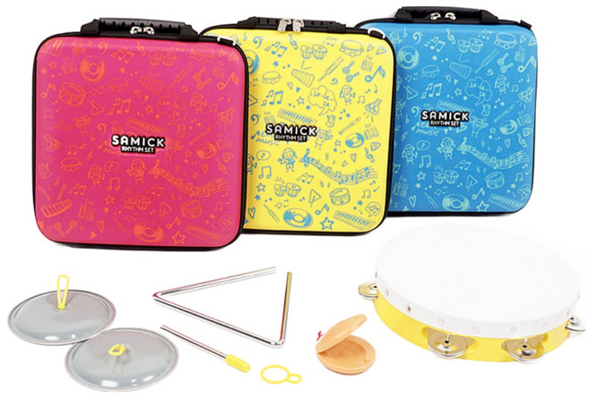 삼익악기 에바폼 케이스 탬버린 심벌즈 캐스터네츠 트라이앵글 리듬악기 세트, 파랑, 1개