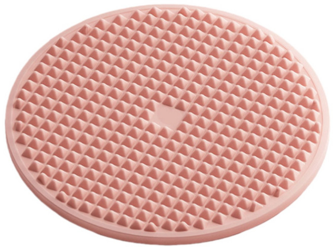 실리콘 발지압 마사지 매트 원형 양면 돌기형, 핑크, 1개