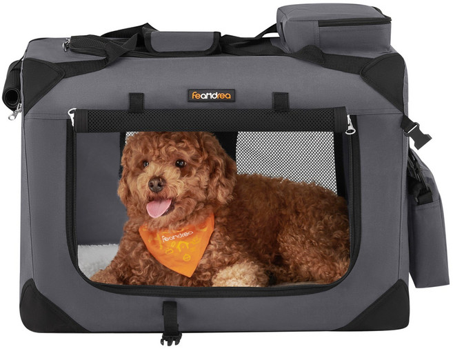 FEANDREA 다기능 통풍 반려동물 이동가방 산책가방 외출가방 이동장, 1개, 그레이