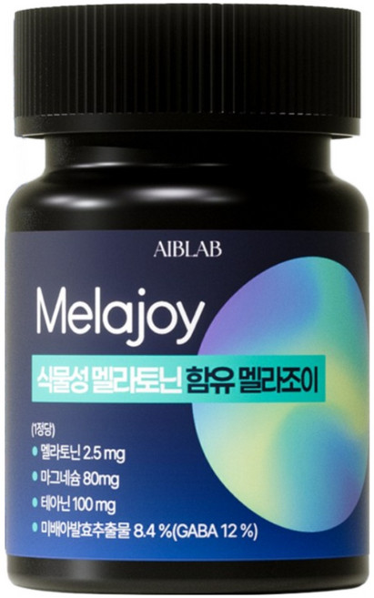 에이브랩 식물성 멜라토닌 2.5mg 함유 멜라조이 식약처 인증 HACCP 테아닌 가바 마그네슘 함유 800mg, 2개, 30정