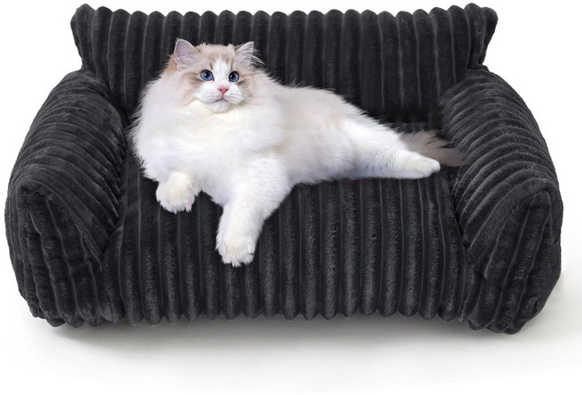 고양이 소파 스크래쳐 보호 커버 방석 펫 구름 소파 탈부착 세탁 천 라지 캣독 공용 애완동물, 1개, 블랙