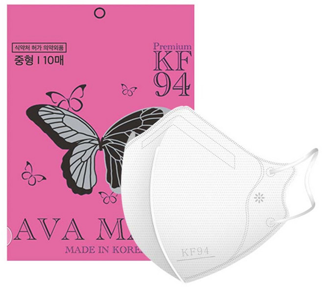 AVA 아바 KF94 새부리형 마스크 중형 100매 홈쇼핑방송 베스트상품, 10개, 화이트, 10매입