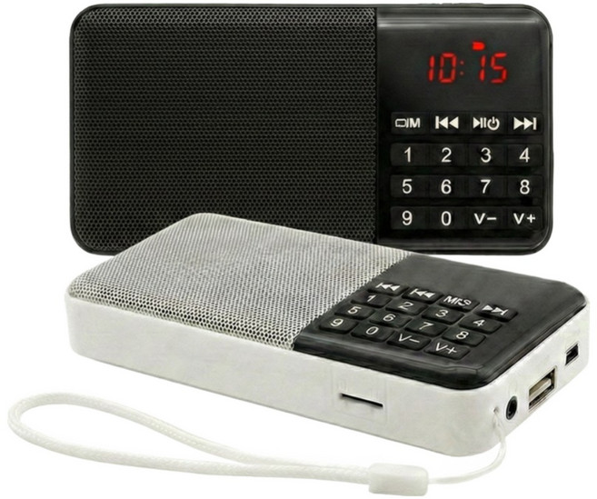 휴대용 미니 FM 라디오 MP3 스피커 소형라디오 효도라디오 미니라디오 효도라디오소형, 블랙, 휴대용미니라디오