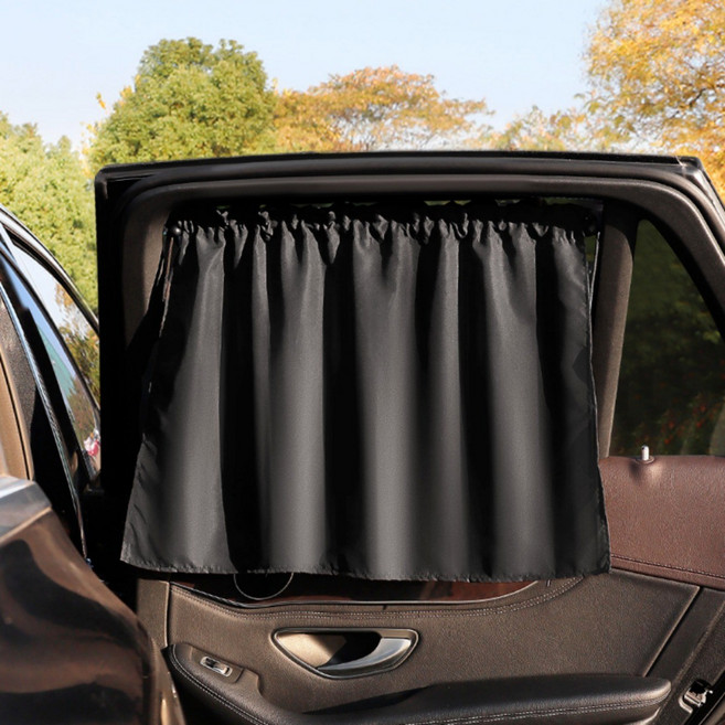 유니샵 자동차 암막 커튼 햇빛 가리개 가림막 2개, 1세트, 블랙