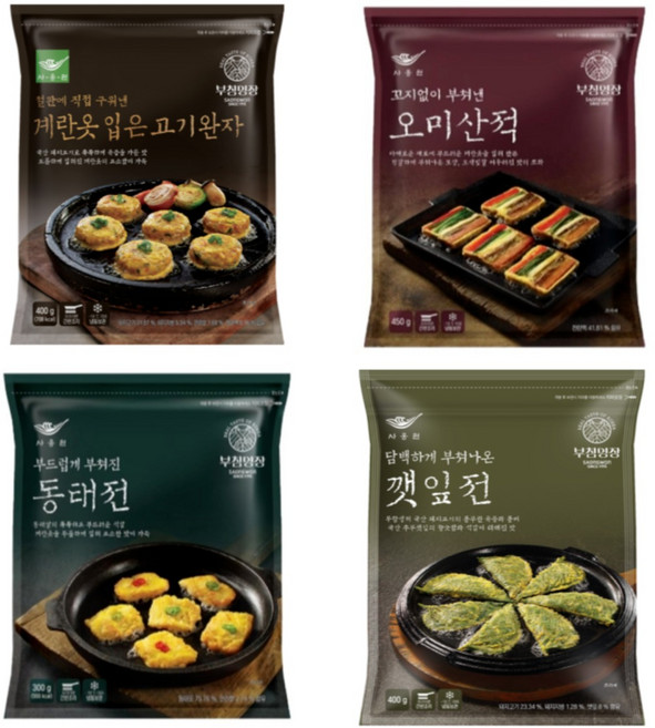 사옹원 명절음식세트 /4종 /오미산적 /동태전 /깻잎전 /고기완자, 1세트