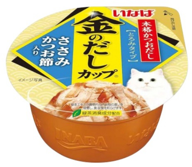 이나바 고양이 금빛육수 간식컵, 혼합맛(닭가슴살/가츠오부시), 70g, 24개