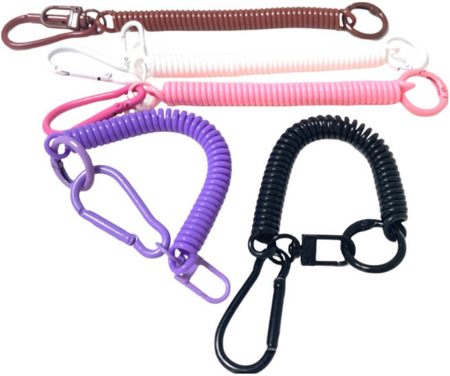 비플래닛 카라비너 스프링 분실방지 낚시 등산 여행 운동 멀티 버클 안전고리 열쇠고리 스프링줄 스트랩, 5개, 혼합색상