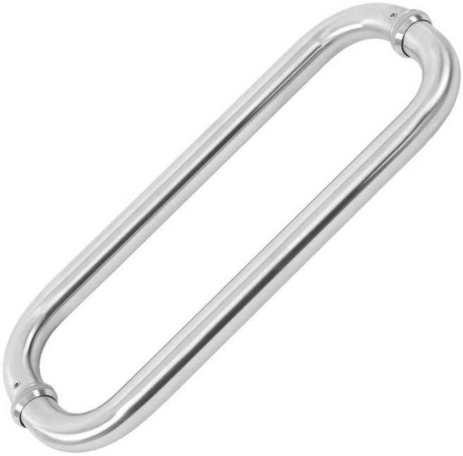 철물이네 강화도어 손잡이 340mm 마주 밴딩 25파이 유리문, 실버무광, 1개