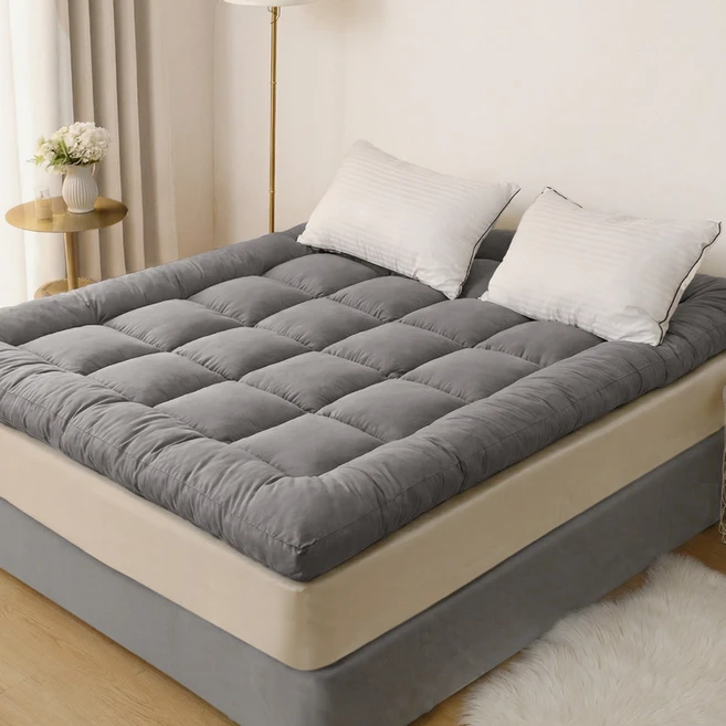 사계절 토퍼 매트리스 10cm 푹신한 바닥매트 요매트 통세탁, 그레이 - 쿠팡