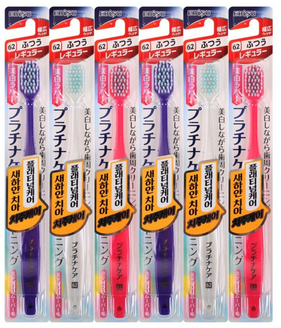 EBISU 프리미엄 광폭 칫솔 플레티넘케어 랜덤발송, 1개입, 6개