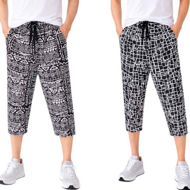 그레이스 1+1 봄 여름 까실이 아이스 쿨링 촌캉스 팬츠 작업복 고무줄 몸빼바지 냉장고 남자7부팬츠