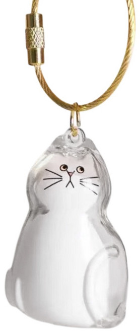 리빙릿 고양이 털 보관 투명 키링 반려묘 캡슐 펫 추억보관함 열쇠고리, 1개, 밀크냥이