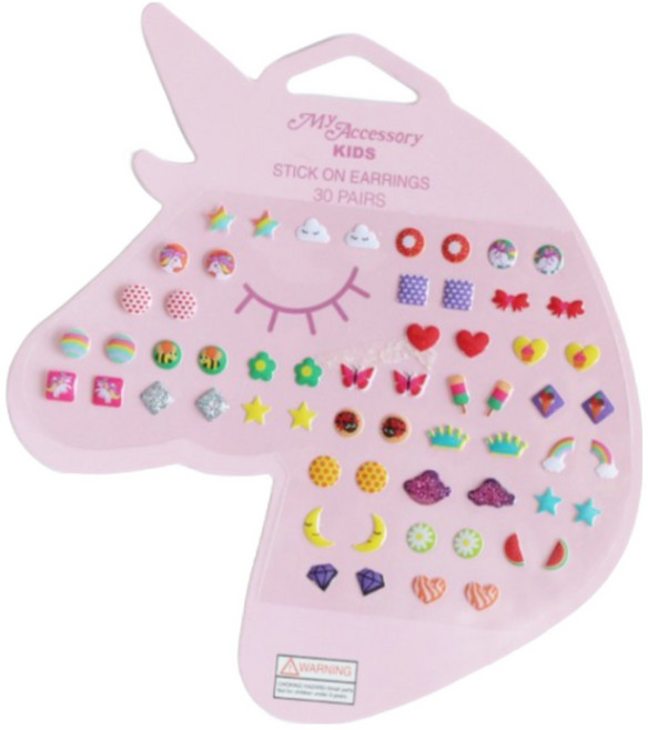 유진 KC(30쌍세트) 아동 어린이 유아 키즈 붙이는 귀걸이 스티커 여자 어린이집 유치원 선물