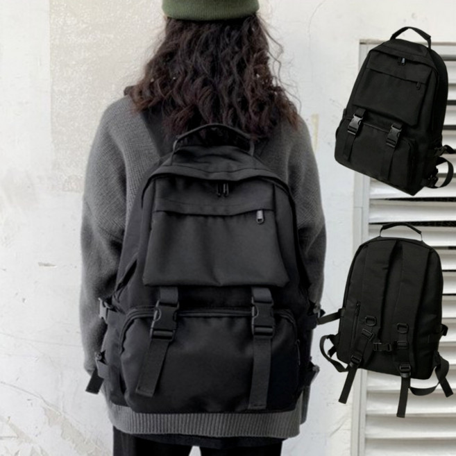 맘띵 심플무드 남녀공용 데일리 백팩 모던 블랙 디자인