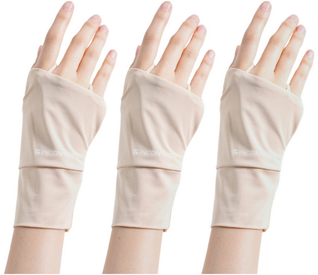 엔조이핏 자외선차단 골프 손등토시 오른손 3매입 냉감 쿨 손등 가리개 장갑, 스킨, 3세트