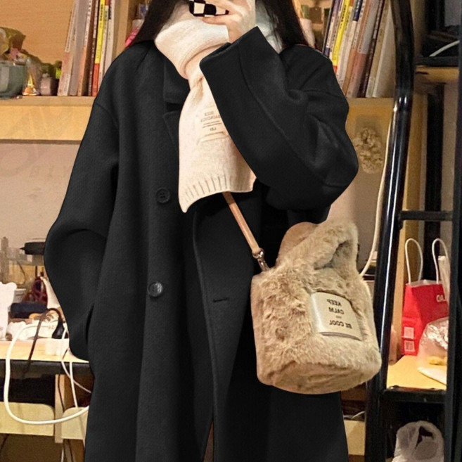 비아이와이 여성 가을 겨울 루즈핏 통근 모직 코트 프리미엄 트렌치코트 DH195