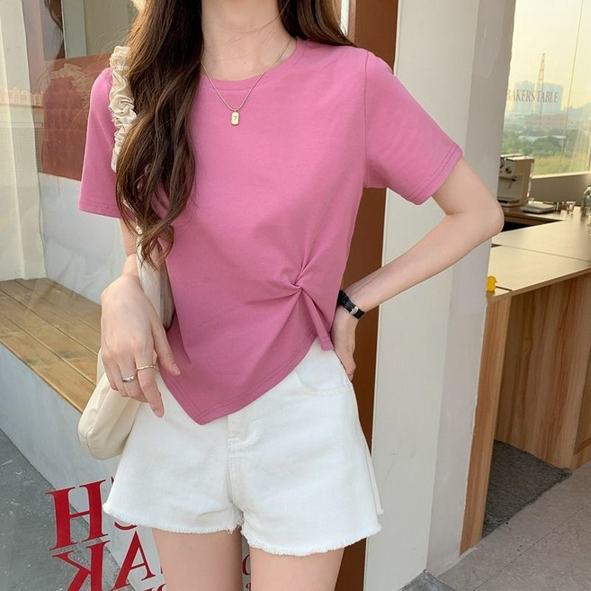 韓版寬鬆不規則短版上衣 T-Shirt