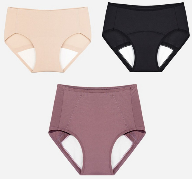 [단색] 컴포트에어 생리팬티 3p 세트 (브리프+오버나이트+라이트 증정) 여성 샘방지 안심 흡수 방수 논샘팬티 초경선물 웰컴키트