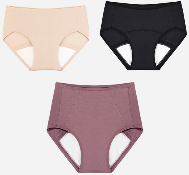 [단색] 컴포트에어 생리팬티 3p 세트 (브리프+오버나이트+라이트 증정) 여성 샘방지 안심 흡수 방수 논샘팬티 초경선물 웰컴키트