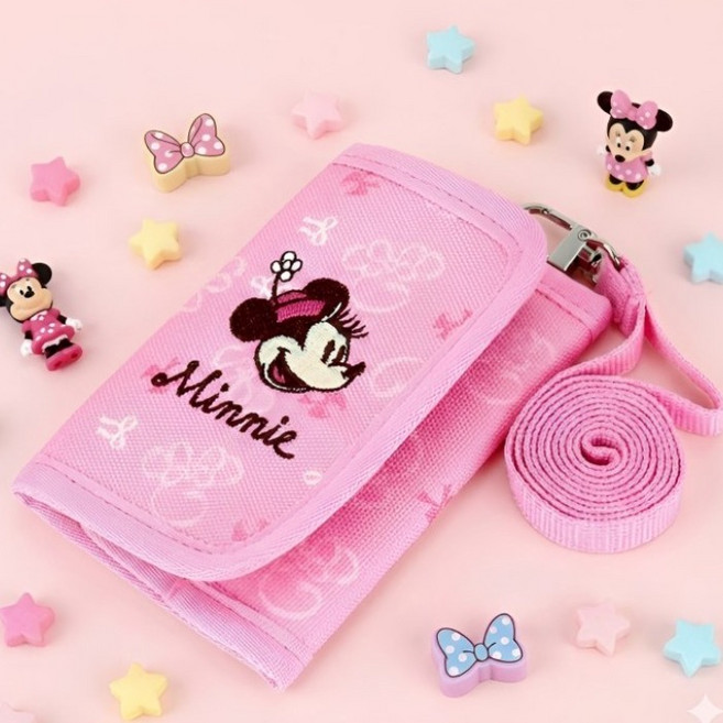 디즈니 미니마우스 아동 목걸이 지갑 초등학생 여아 교통카드 수납 동전지갑 여아생일 선물