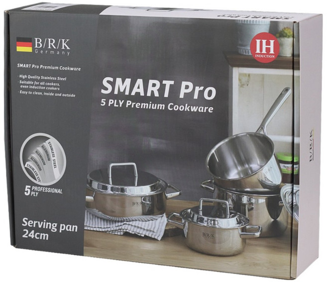 비알케이 인덕션 스마트프로 통5중 스텐 전골냄비, 24cm, 실버, 1개