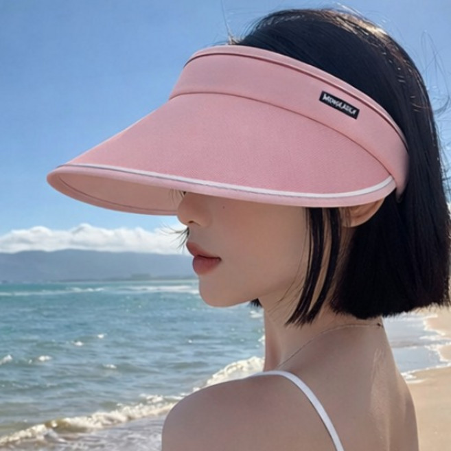 꿀꿀마켓 얼굴 작아보이는 접이식 썬캡 여성 여름 봄 자외선차단 모자 휴대용 UV차단 골프 여행 필수템