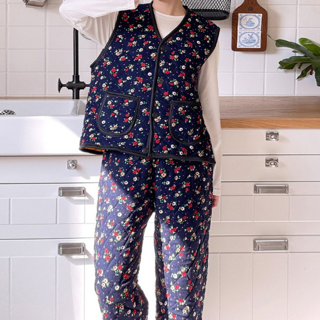 [SET] 촌캉스 레트로 김장 누빔 조끼/바지 세트