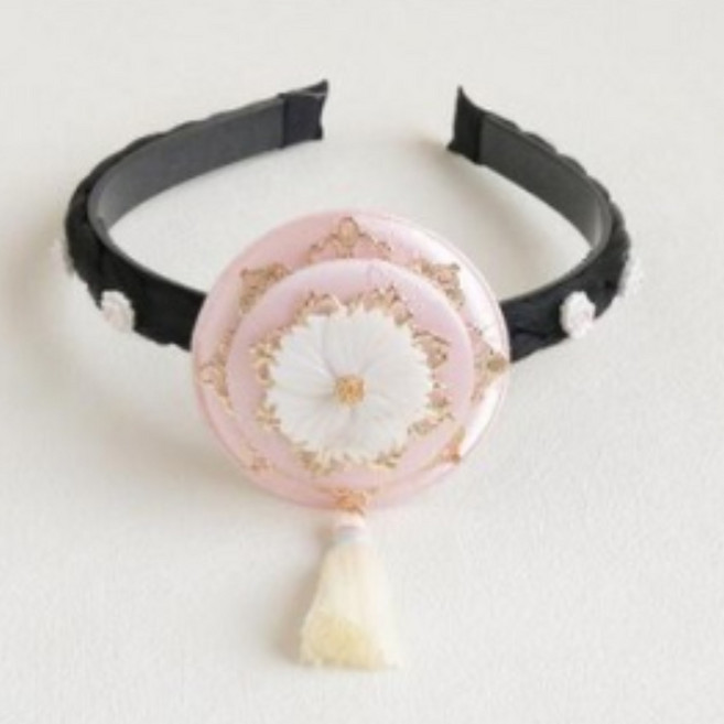 둥근 플라워 태슬 한복 머리띠