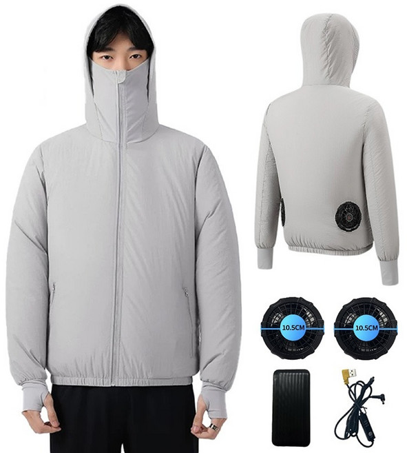 ZHZ 선풍기 옷 USB팬+보조배터리20000mAh 포함 남녀공용 여름 자외선 차단용 쿨링 K-2-23