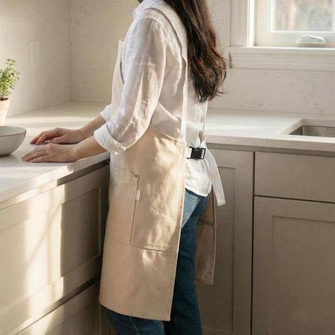 지브온 생활방수 앞치마 H형 가벼운 주방 어깨편한, 2개, 아이보리