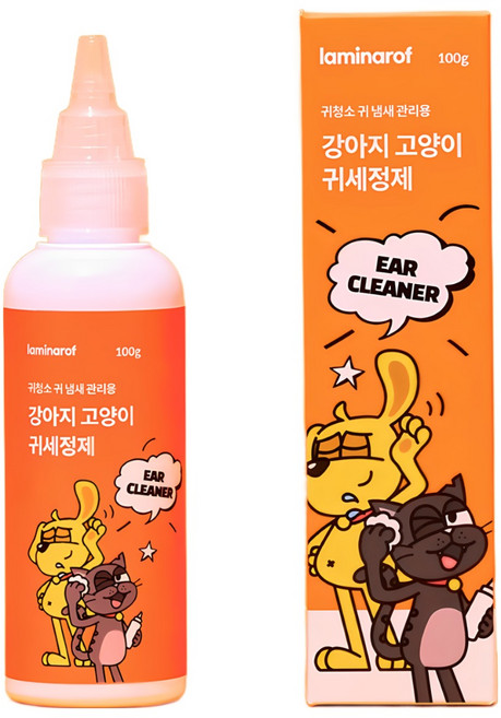 라미나로프 강아지 고양이 반려견 귀청소 귀염증 귓병 귀지 저자극 귀세정제 애견 개 이어클리너, 100g, 3개