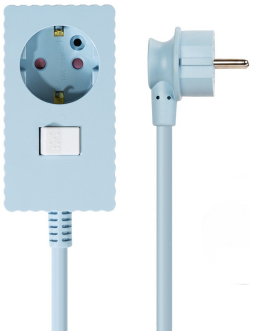 (안전커버 증정)파워존 웨이브 멀티탭 개별 절전 스위치 과부하차단 연장선 멀티콘센트 전기코드 1구 50cm 1.5m 3m 5m 7m 10m, 연장선 1구 파스텔블루, 1개