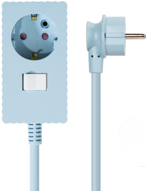 (안전커버 증정)파워존 웨이브 멀티탭 개별 절전 스위치 과부하차단 연장선 멀티콘센트 전기코드 1구 50cm 1.5m 3m 5m 7m 10m, 연장선 1구 파스텔블루, 1개