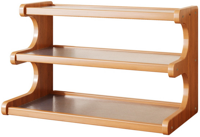 CUBBYCSE 아크릴 대나무 컵 정리 선반 가능 식탁 위 찻잔 물컵 커피잔 수납 선반 다층 구조로 흔들림 없이 안정적이며 투명 선반으로 꺼내기 편리해요, 3단, 차색