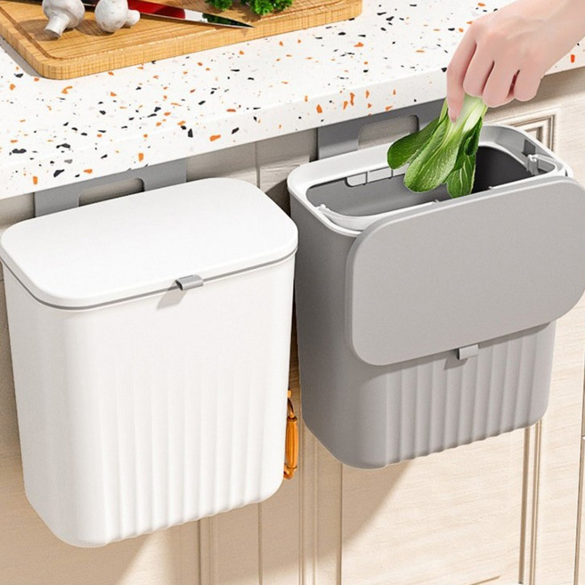 리빙쉘 씽크대걸이 덥개 음식물 쓰레기통 9L 대용량, 화이트, 1개