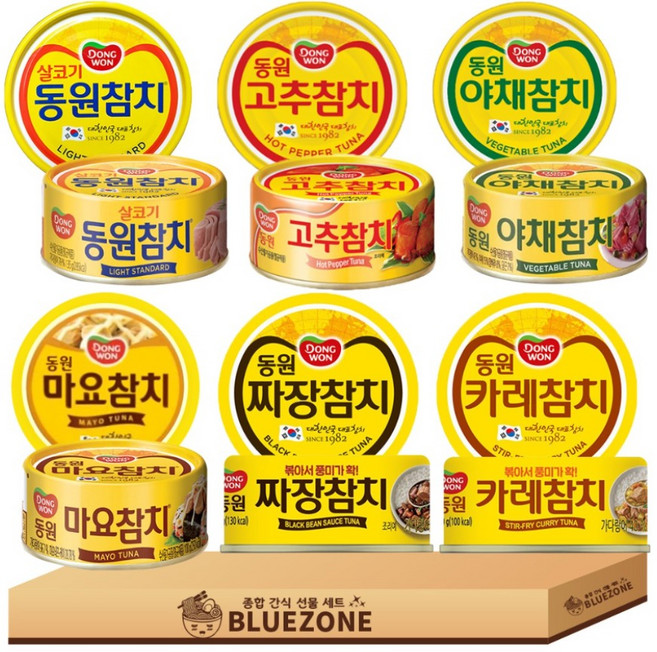 동원참치 90g 6종 세트 (스탠다드+고추+야채+짜장+마요+카레)x2, 12개