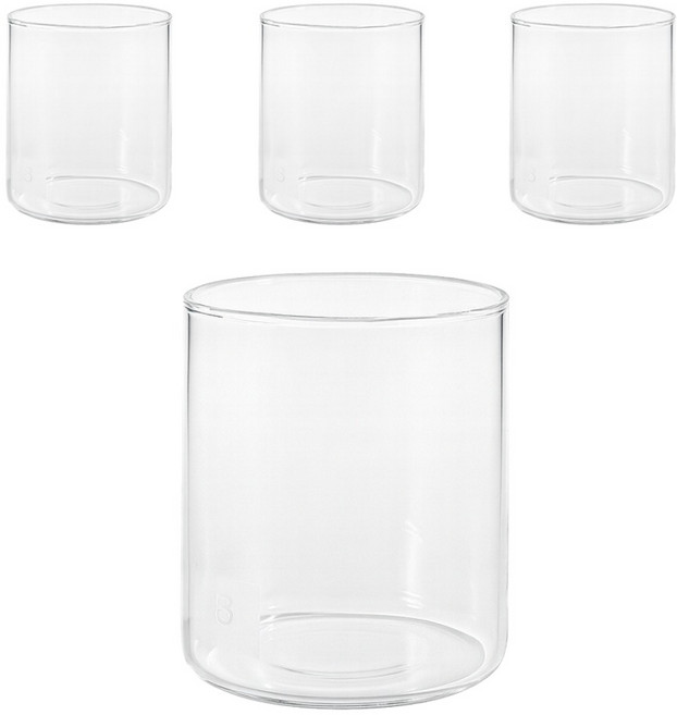 소소낫 낮은형 내열유리컵 430ml, 4개, 투명